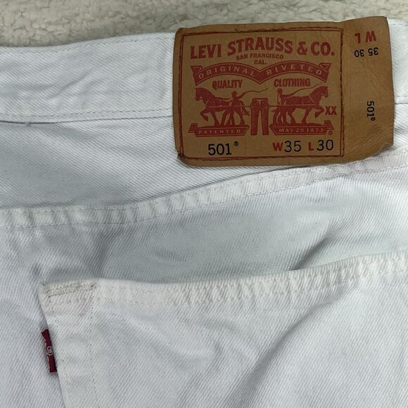Levi's‎ 501 Jeans Men's Size 35 x 30 White Denim Button Fly Straight Leg - Picture 6 of 9